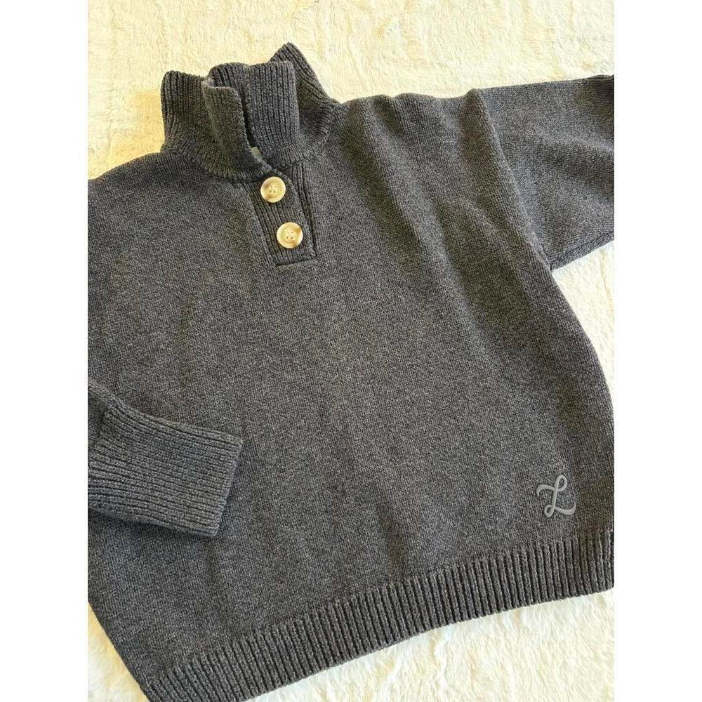 Ladida Kids Shawl Collar Knit Sweater Gray Button Pullover Size 5